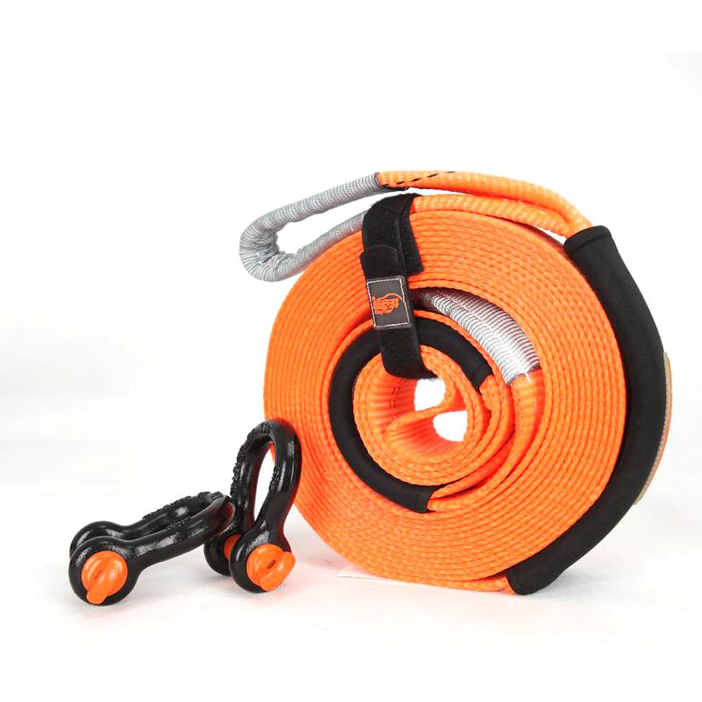 16.4 ft * 0.16 ft Wear Resistance Car Towing Strap Heavy Duty with D Ring and Loops Recovery Straps with Fine Obdurability