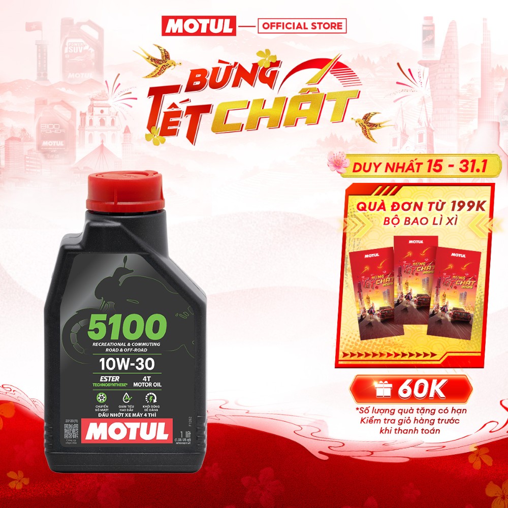 Dầu nhớt xe máy MOTUL 5100 4T 10W30 0.8L & 1L