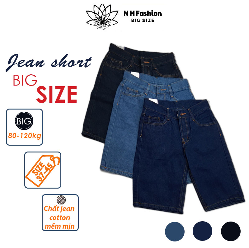 Quần short jean nam big size, quần short denim nam size đại từ 80kg đến 120kg - nh shop big size