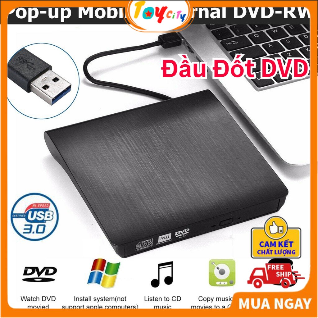 Ổ đọc ghi đĩa cd dvd rời gắn ngoài qua cổng usb 3.0 cho laptop, pc - đầu dvd combo box dvdrw laptop gắn ngoài - có ổ đĩa dvd bên trong - ổ đĩa dvd gắn ngoài qua cổng usb tiện lợi - toycity