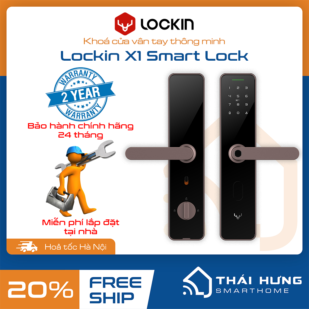 [Bao lắp đặt] Khoá vân tay thông minh Lockin X1 bản quốc tế, bảo mật cao, kết nối app Mihome