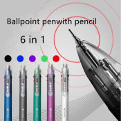 6-in-1 Ballpoint and Pencil Retractable Multi-color Pen - OEM