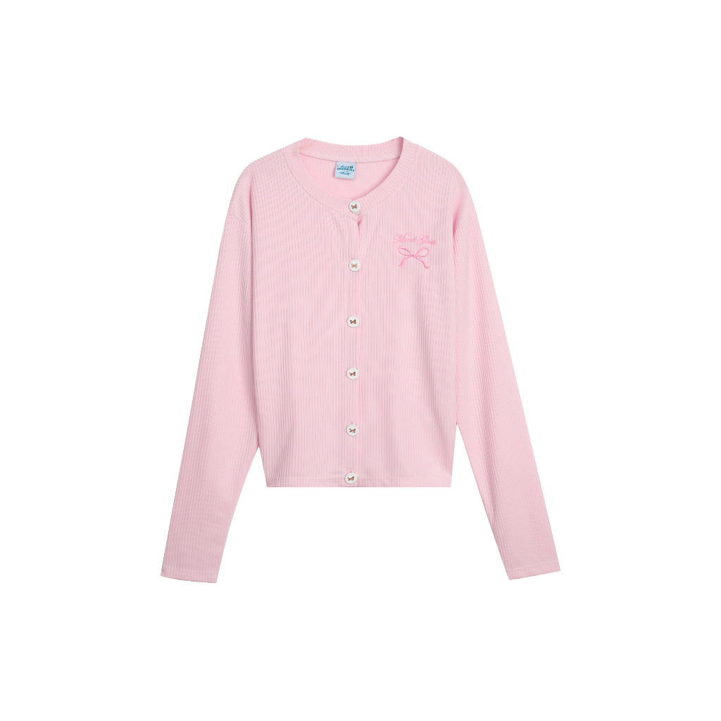 Áo khoác cardigan nữ thun gân tay dài thêu nơ MONÁ - BOW