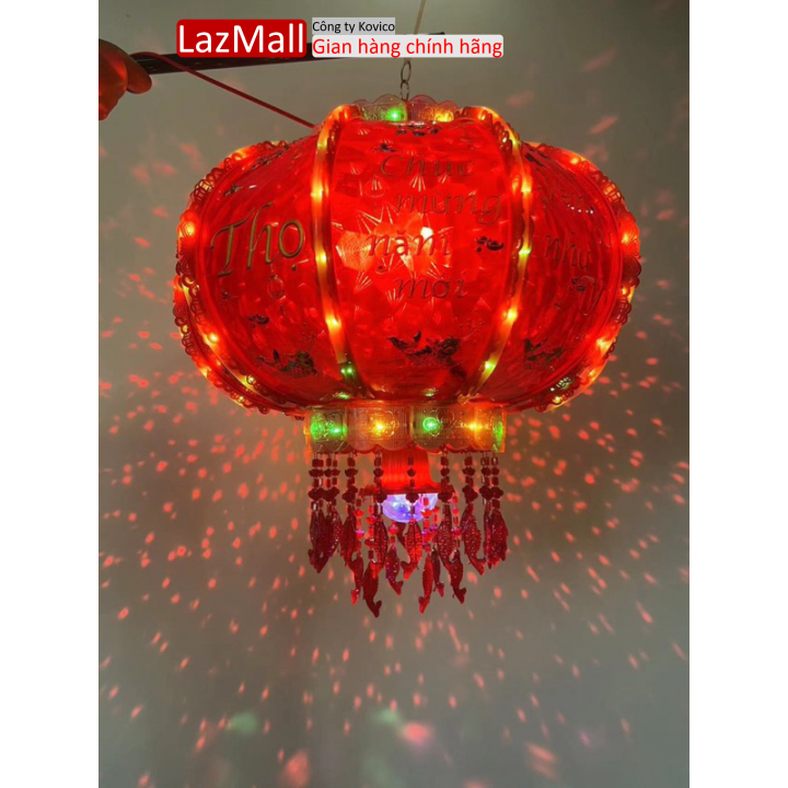 Đèn lồng điện tử quả cầu điện xoay 360 độ đường kính 80cm trang trí ngày tết, đèn lồng điện tử