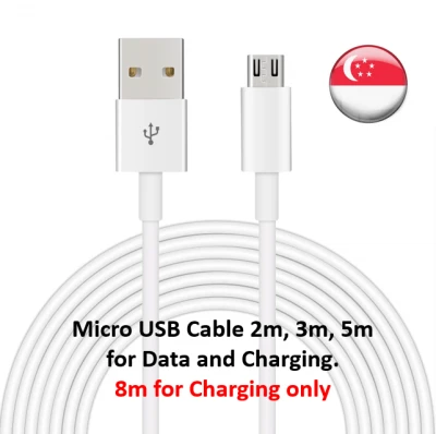 [SG SELLER] Micro USB Cable 2m 3m 5m 8m for Xiaomi CCTV 5 meter micro usb cable car cctv cable