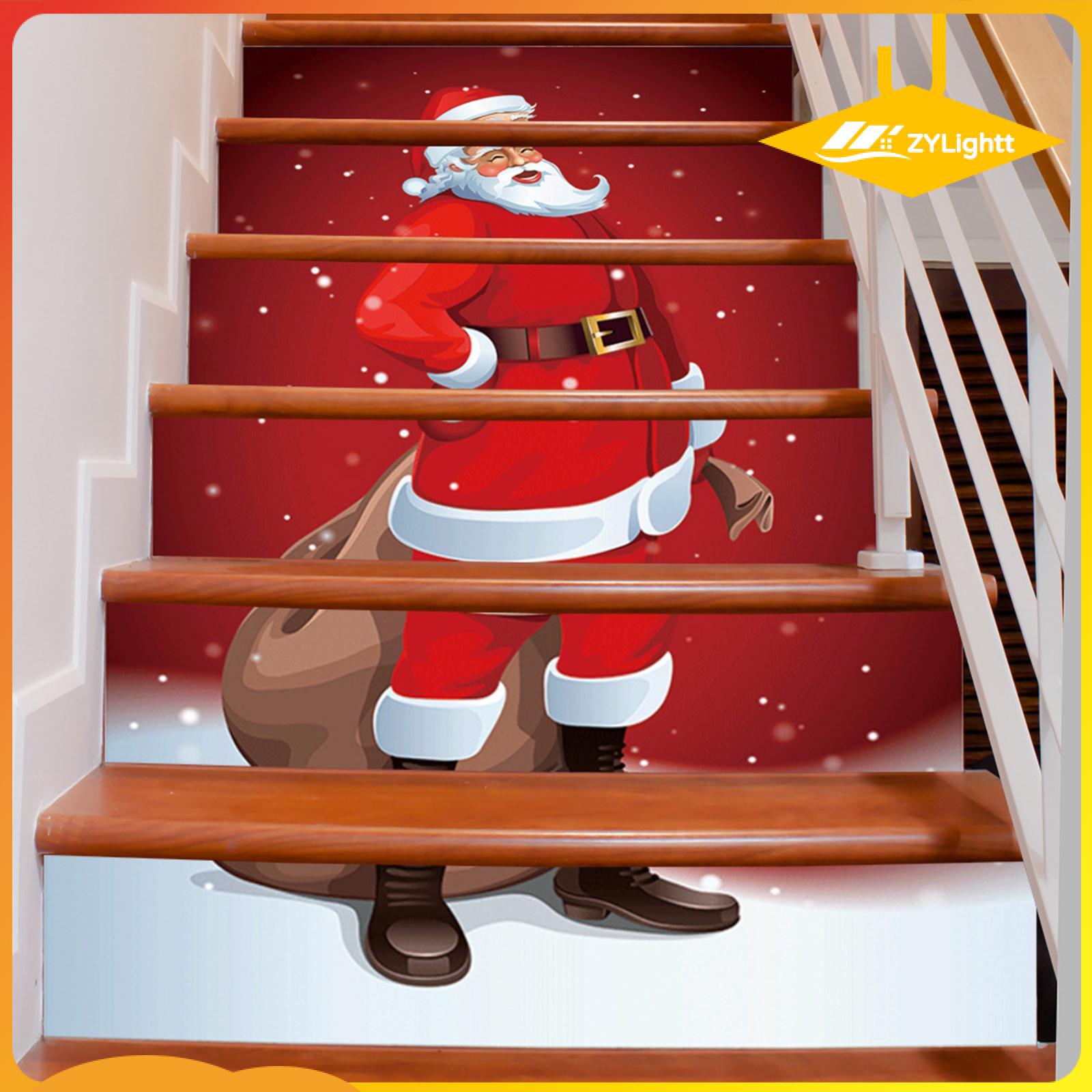 ZYLightt Santa Claus Stair Stickers Ornaments Versatile Removable Xmas Stair Sticker