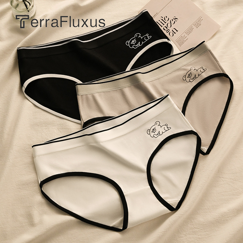 TerraFluxus Underwear for women, simple sports style, seamless, comfortable, breathable, large size, mid-waist, Japanese girl student, cute women's triangle