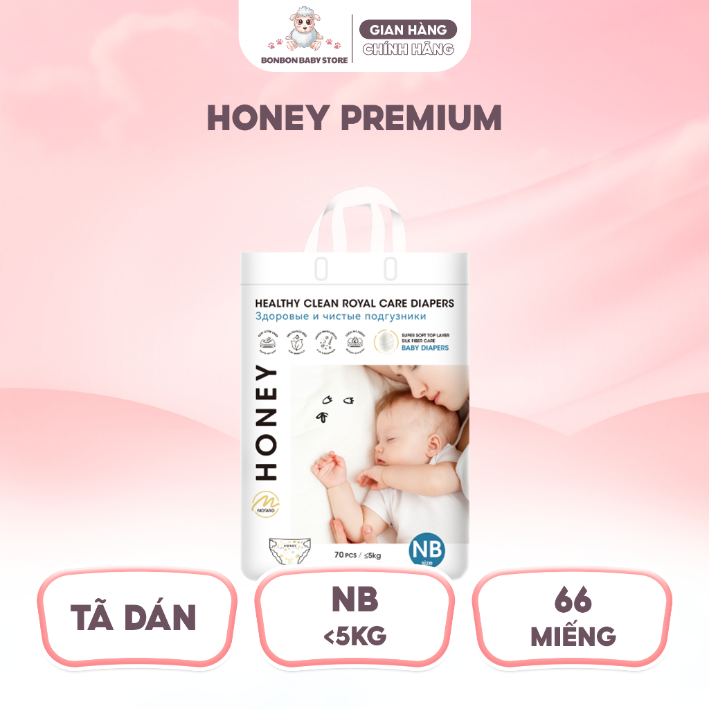 [3 BỊCH] Tã Bỉm Dán/Quần Honey Premium Chính Hãng Đủ Size Cho Bé Thoải Mái 4-20kg