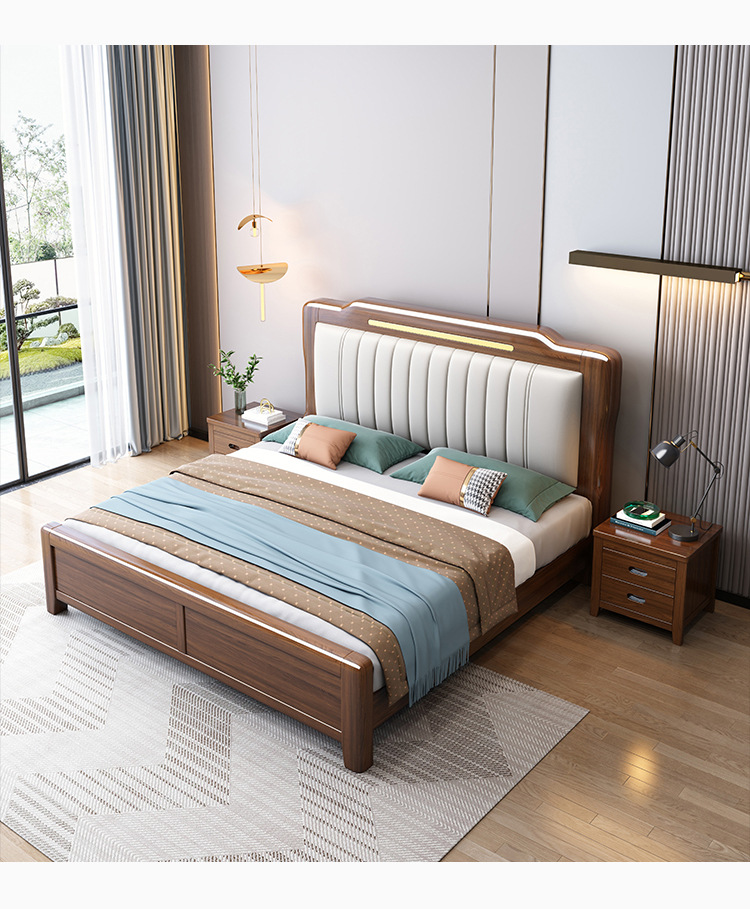 Neues goldenes Sandelholzbett im chinesischen Stil, 1,8 m, Doppelbett, Hauptschlafzimmer, 1,5 m Bett, M, leichtes, luxuriöses Schlafzimmermöbelbett