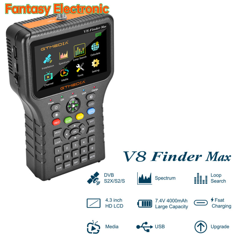 V8 Finder Pro Satellite Finder DVB-S2/T2/C HD Digital Satellite TV Signal Finder Satellite Locator Finder With 4.3" Screen ราคา 3,898 บาท*ส่งฟรี