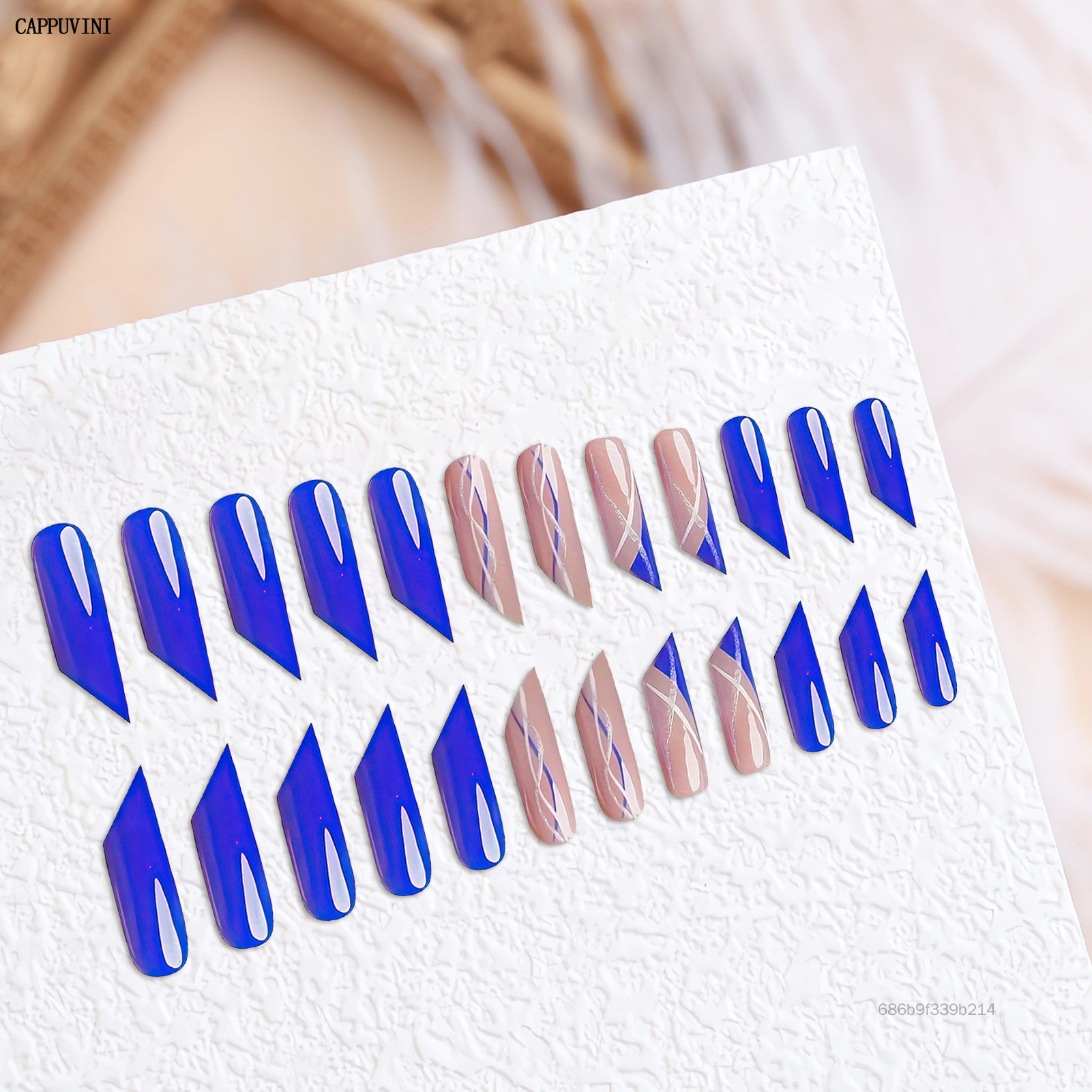 24PCS Giáng sinh nude màu xanh thỏi son loại móng tay vật liệu nhựa không áp lực trên giường móng cho móng tay trang trí DIY AiOO-VN