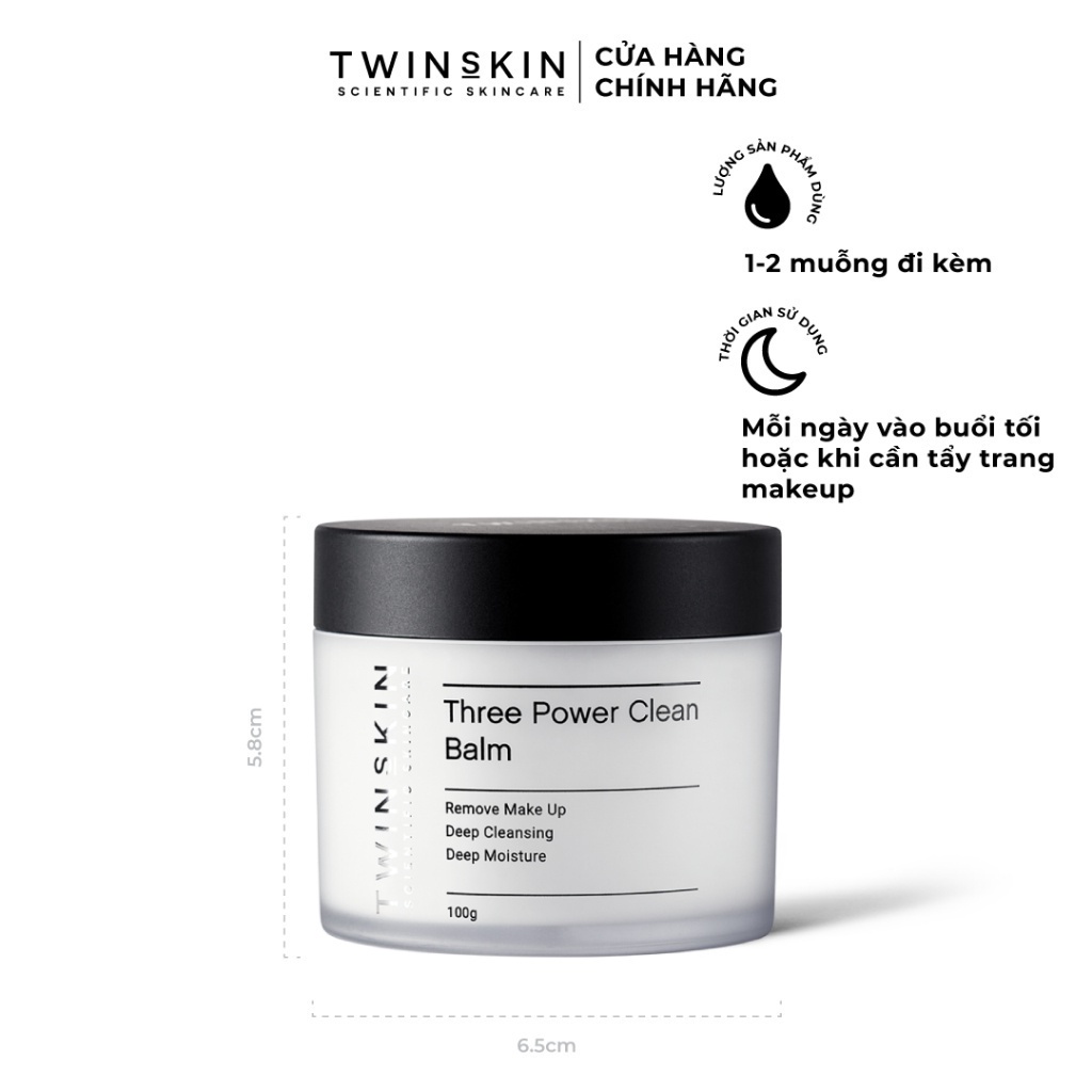 Sáp tẩy trang làm sạch chuyên sâu - three power clean balm twins skin 100g