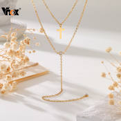 Lariat Gold Necklace - 18k Plated Y-Shaped Choker for Women