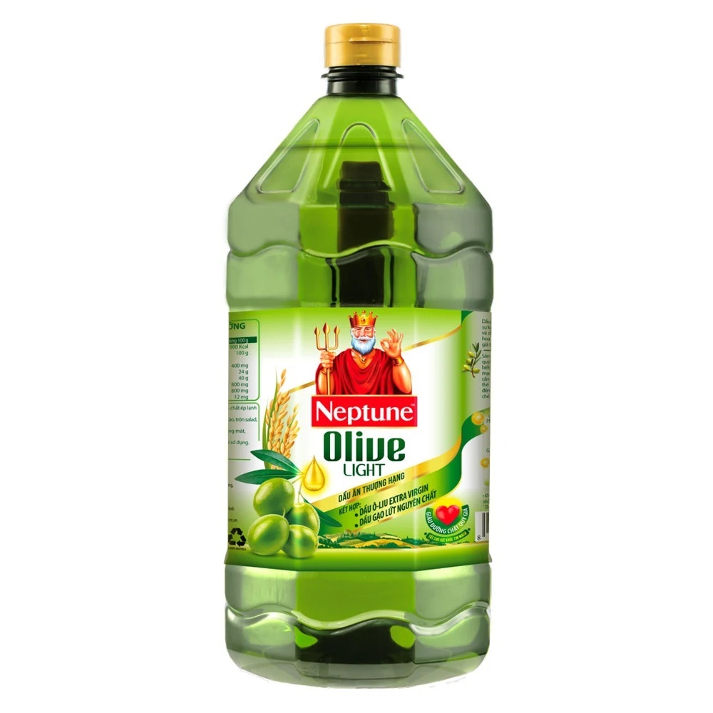 NEPTUNE -- Bình OLIVE LIGHT 2 Lít -- DẦU Ô LIU KẾT HỢP DẦU GẠO LỨT Olive Light & Brown Rice Oil (HALAL)