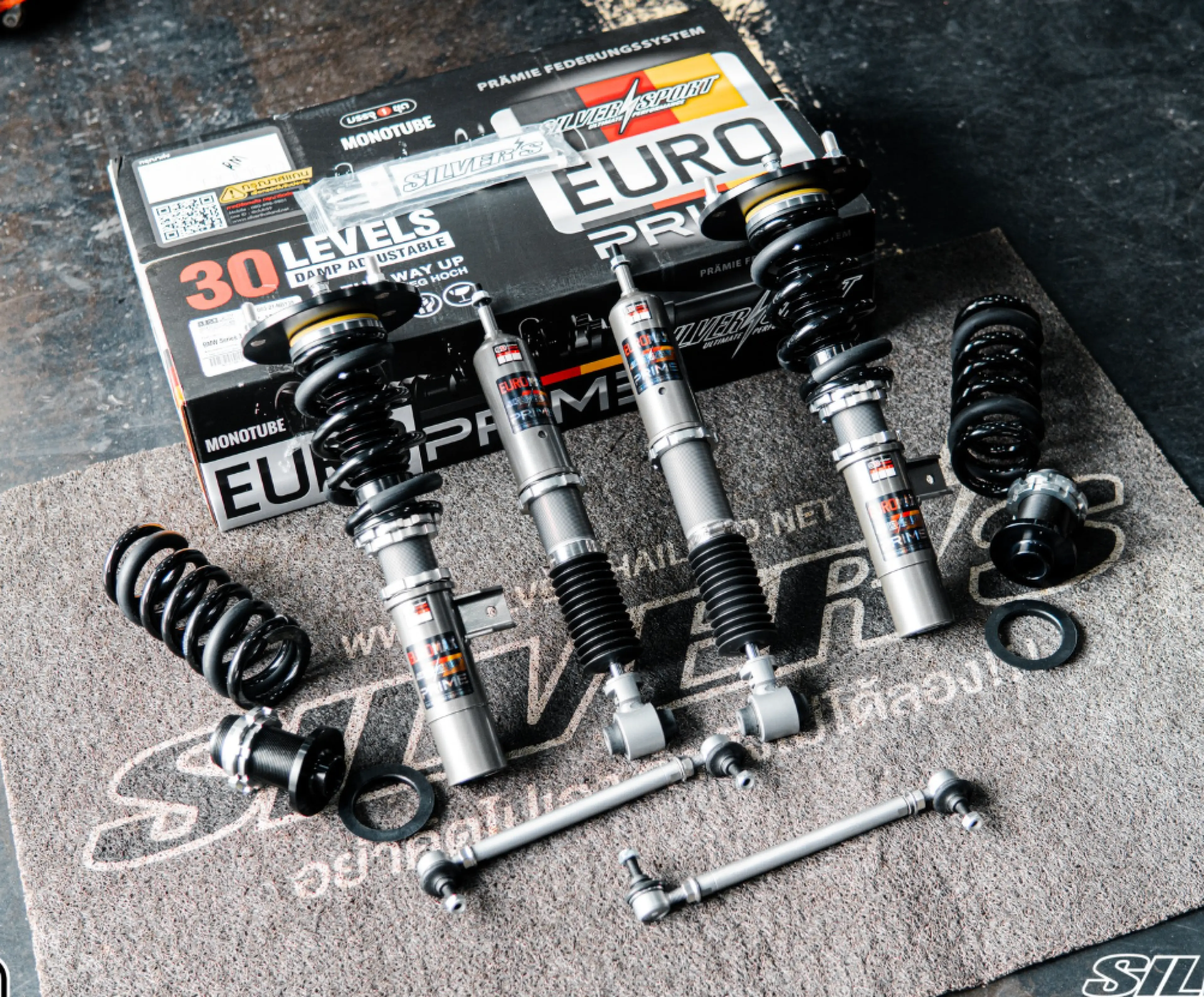 โช๊คสตรัท ปรับเกลียว Silver EuroPRIME Mercedes Benz C Class W204 C207 MonoTube ปรับนุ่ม ปรับสูง ต่ำ โช้ค coilover strut