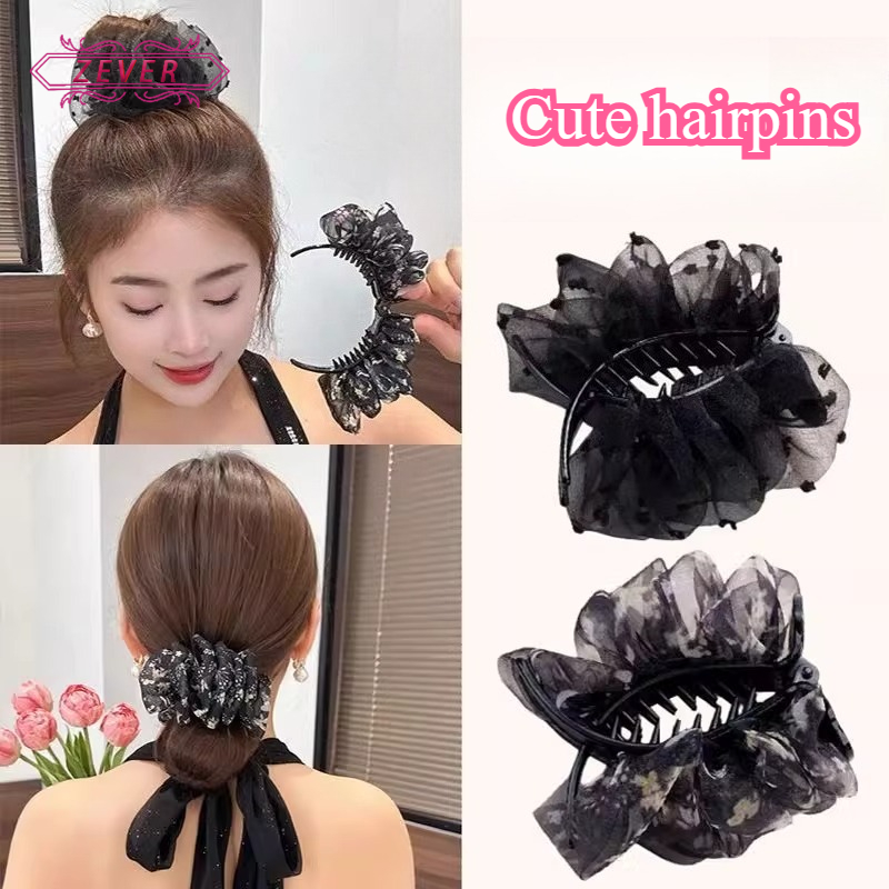 Phụ kiện tóc kẹp lưới mềm mại kiểu dáng đáng yêu, thanh lịch, dành cho kiểu tóc đuôi ngựa thấp năm 2025