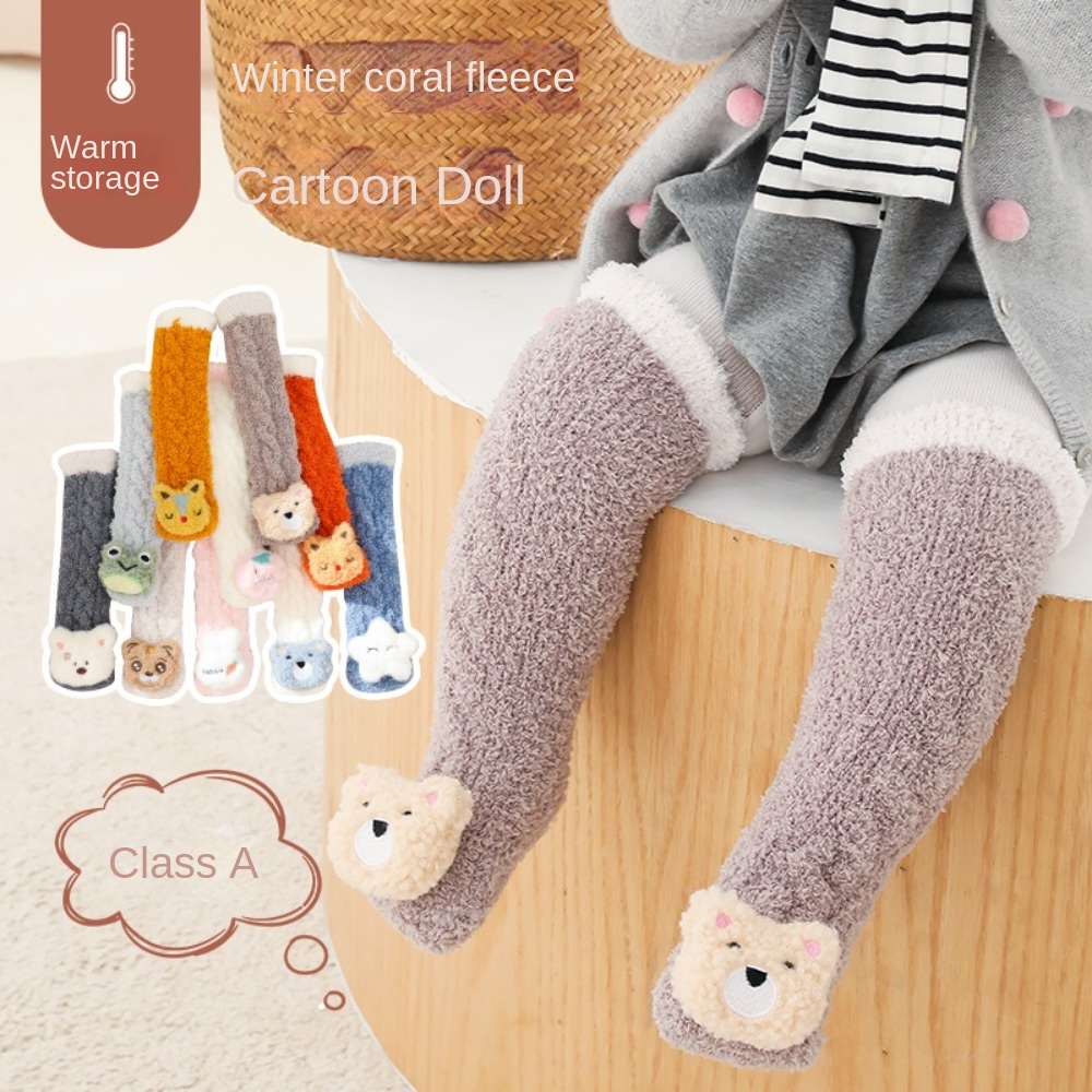 YOYO Cartoon Baby Over The Knee Socks Korean Style Coral Plush Infant