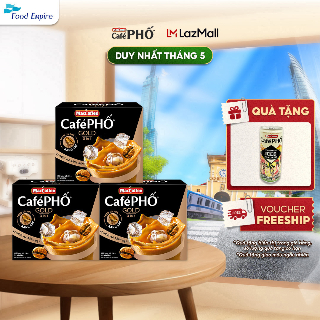 Combo 3 Hộp cà phê Phố sữa đá GOLD - MacCoffee (hộp 10 gói x 28g)
