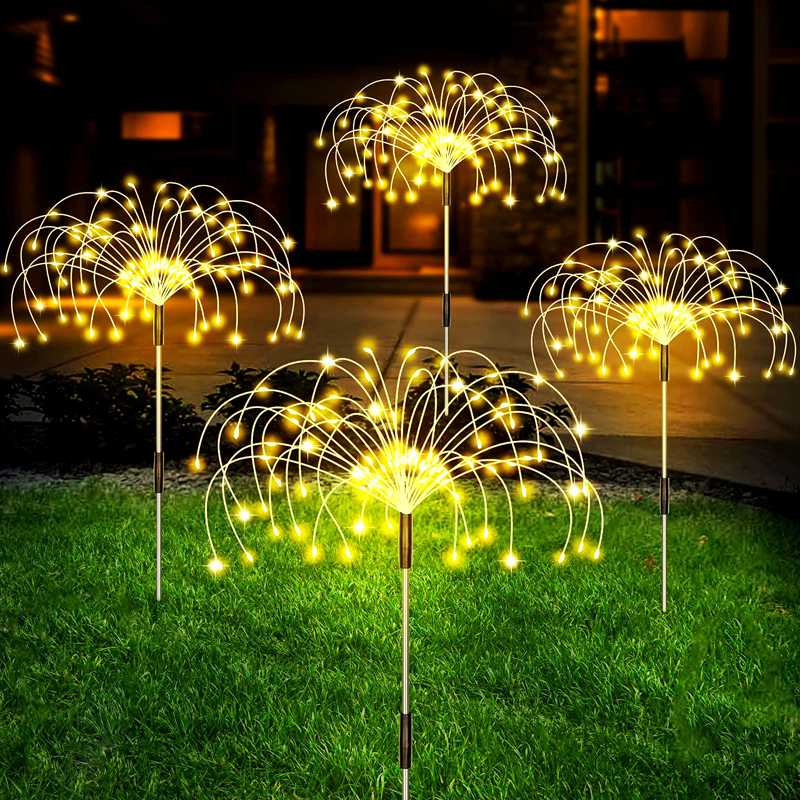 ★COD★ Lampu Taman Tenaga Matahari LED hias bentuk kembang api anti Air outdoor luar ruangan Solar Panel Tenaga surya Lampu Tancap auto on dan off siang dan malamSolar LED Firework Fairy Lights Outdoor Waterproof Garden Decoration Lawn