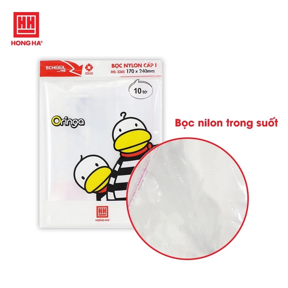 SET 10 bọc sách nilon Hồng Hà (190x265mm) |Dành cho sách giáo khoa cải cách - 3269