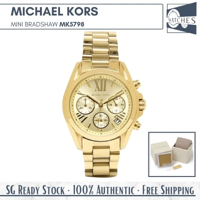 (SG LOCAL) Michael Kors MK5798 Mini Bradshaw Chronograph Stainless Steel Unisex Watch