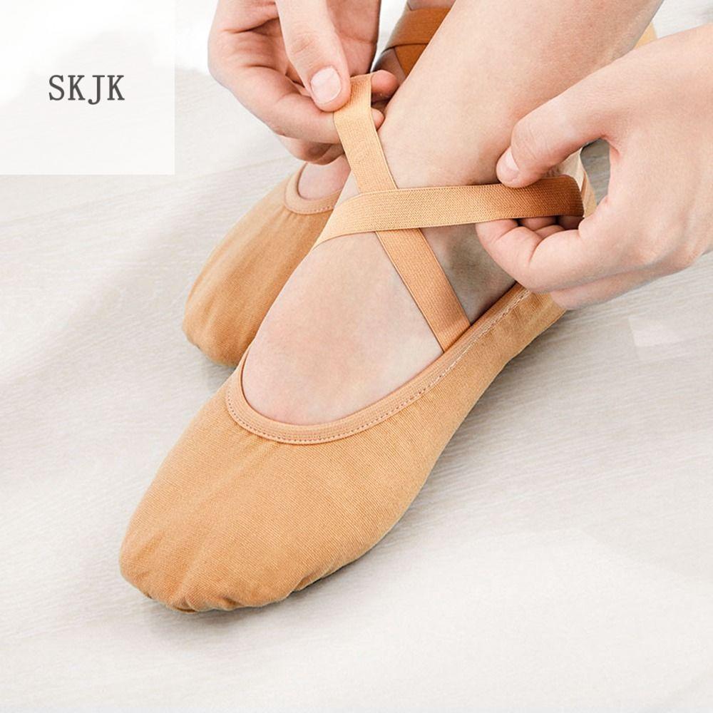 SKJK Thể dục Dễ thương Đơn giản Giày đế bằng mềm Đế mềm Yoga Khiêu vũ Latin Da Huấn luyện Giày Ba lê nữ Giày khiêu vũ Giày bé gái Giày đế bằng