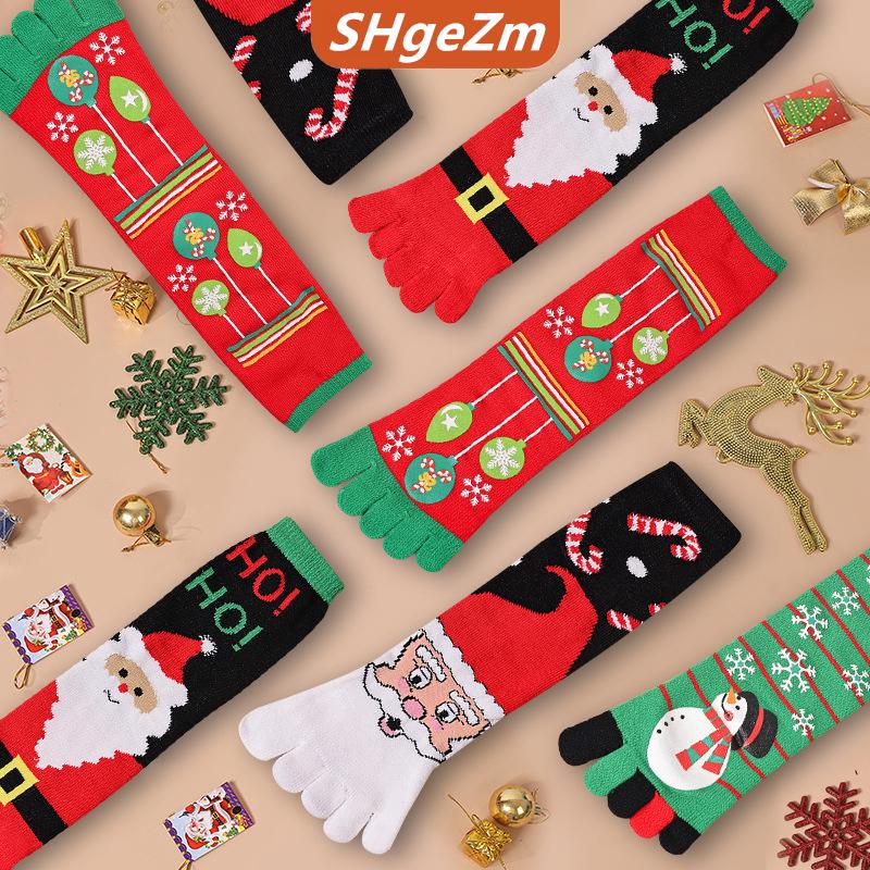 [COD] SHgeZm Thời Trang Mới Phụ Nữ Phim Hoạt Hình Vui In Vớ Chân Bông Năm Ngón Tay Vớ Giản Dị Vớ Mềm Phụ Nữ Giáng Sinh Vớ