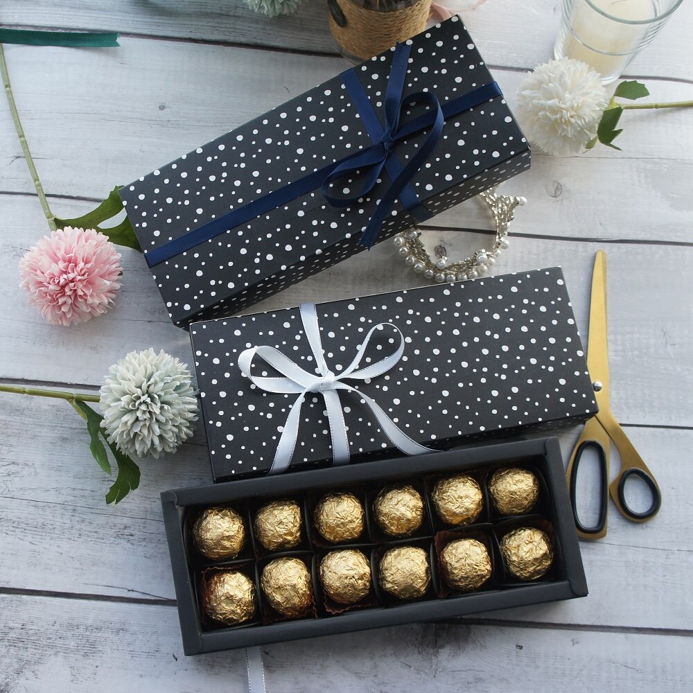 9.5x24.5x3.5CM black dots style 10 set Chocolate Paper Box valentine s day