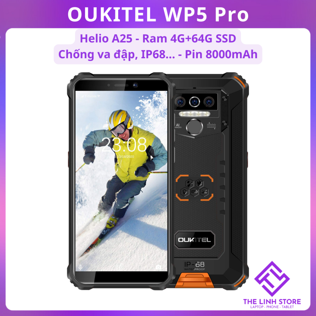  Điện thoại OUKITEL WP5 Pro pin 8000mAh - Chống va đập IP68... 
