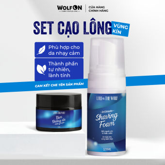 Set Cạo Lông Vùng Kín Tại Nhà Loli & The Wolf On - Bọt Cạo Lông Vùng Kín + Kem Dưỡng Da Vùng Kín Sau Cạo