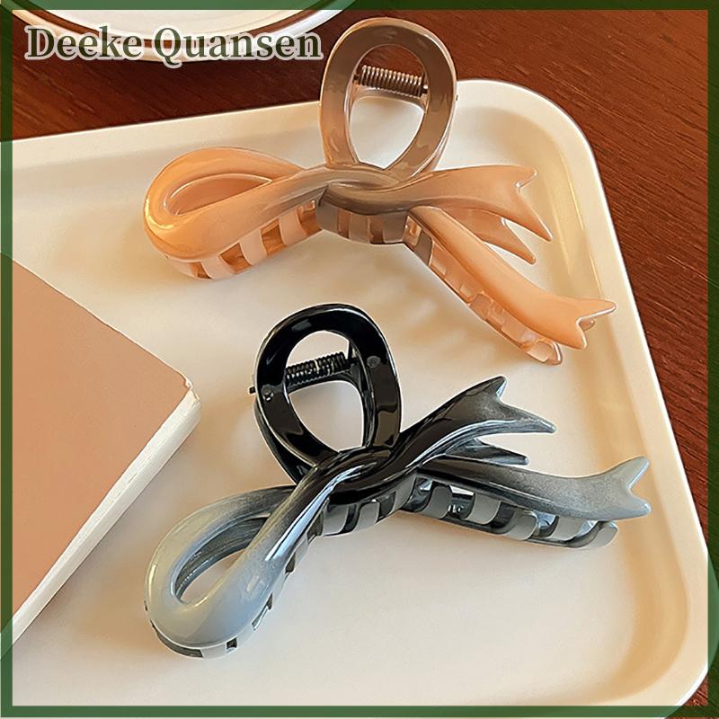Deeke Thời trang Gradient màu Bowknot tóc lớn Claw kẹp tóc ngọt ngào hình học barrette mũ nón cho phụ nữ cô gái Phụ kiện tóc