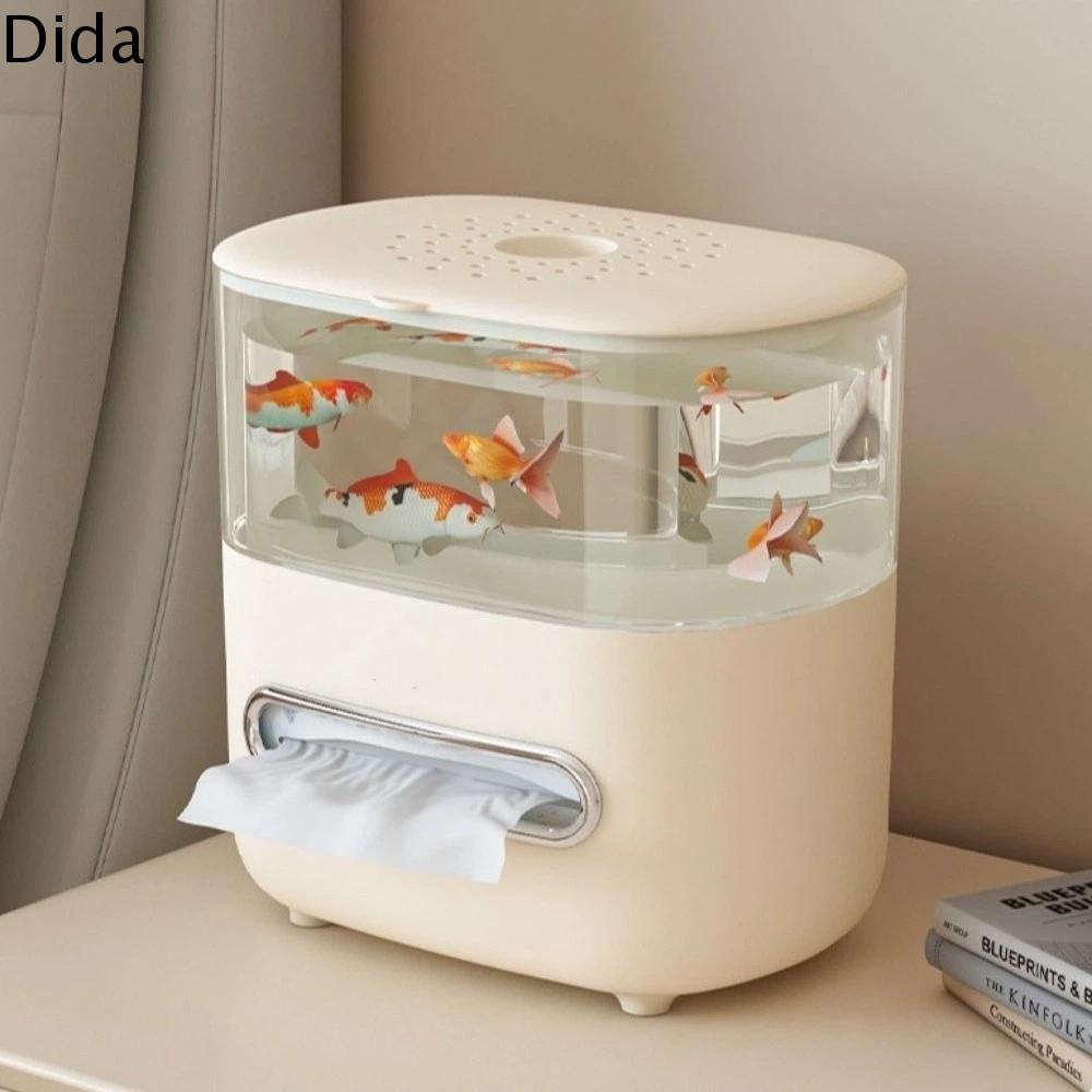 Trong suốt Máy phát giấy vệ sinh cho bể cá Chống trơn trượt Hai lớp Hộp đựng khăn giấy 2 trong 1 Dung lượng lớn Dụng cụ sắp xếp bàn làm việc Phòng khách