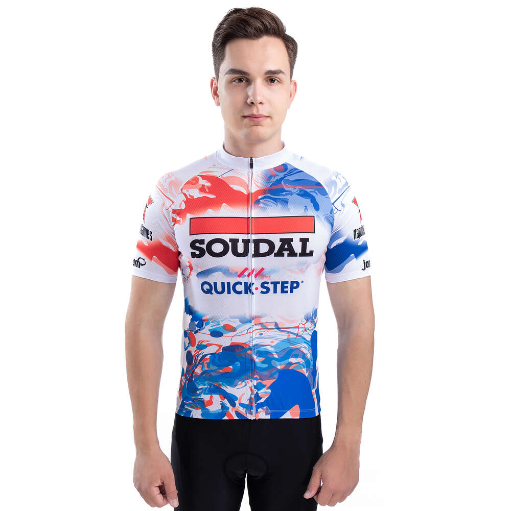 2025 soudal nhanh chóng bước Áo Jersey nhóm cho nam ngắn tay France cycg quần áo màu vàng xanh chấm bi trắng xe đạp đường trường áo sơ mi giản dị