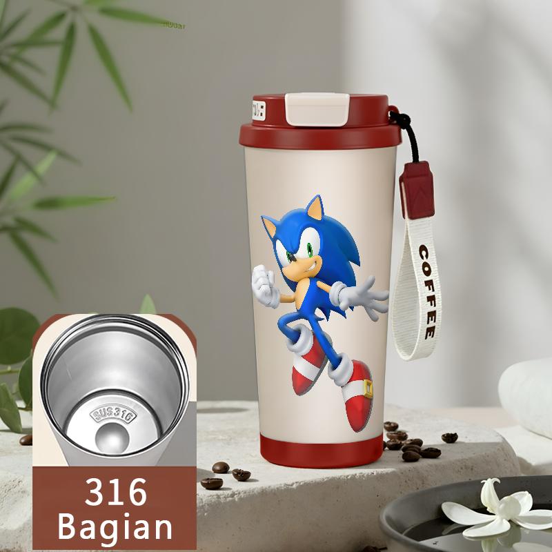 Tumbler Sonic Hedgehog Aesthetic Drinking Bottle Stainless Steel Tumblr CUP 500 ML Thermos Coffee Cold…