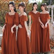 Burnt Orange Chiffon Bridesmaid Dress - 2022 Collection