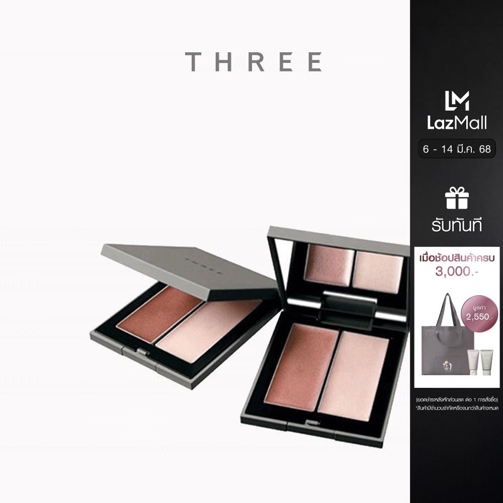 THREE Shimmering Glow Duo 01 6.8 g ผลิตภัณฑ์ตกแต่งใบหน้า ไฮไลท์ ไฮไลท์หน้า ให้ประกายแวววาว ราคา 1,850 บาท*ส่งฟรี