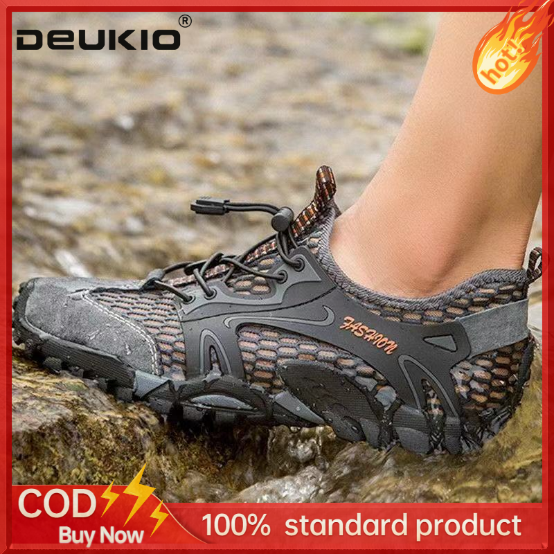DEUKIO Men's tennis shoes, breathable wading shoes, men's athleisure, running, trendy shoes, mesh mountaineering shoes ราคา 254 บาท*ส่งฟรี