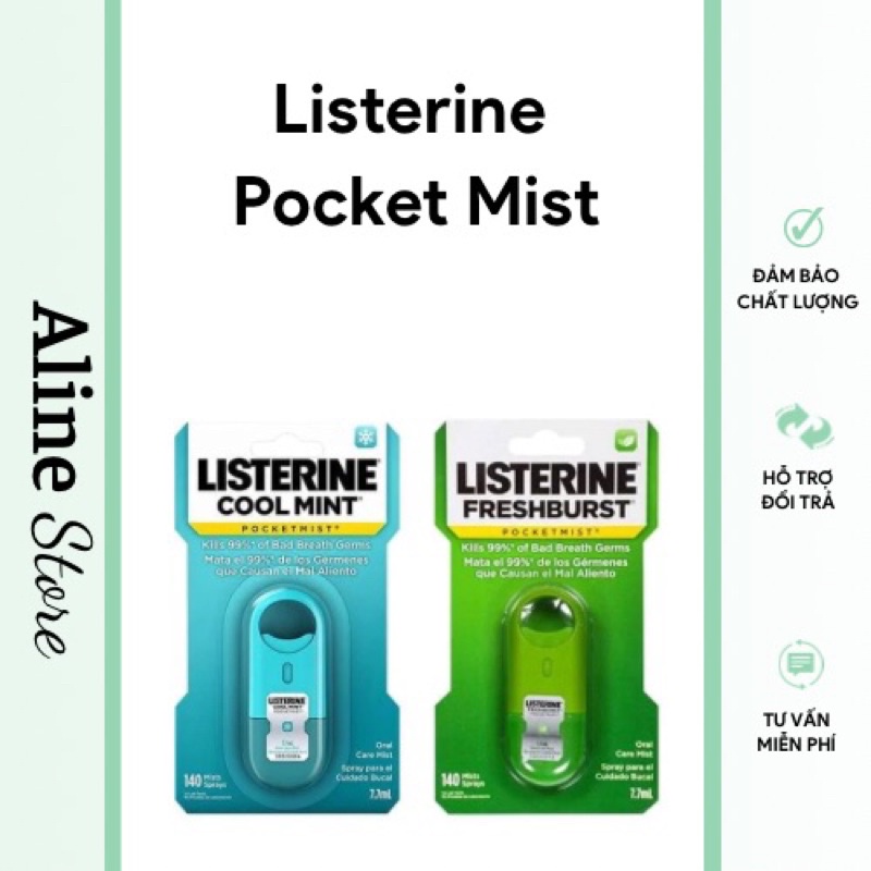 1 CÁI GIAO MÀU NGẪU NHIÊN Xịt Thơm Miệng Listerine Pocket Mist -7.7ml - – Đặc tính của sản phẩm là sức mạnh diệt khuẩn và làm mát bằng hương vị bạc hà đã chứng minh sự phù hợp của nó với thị hiếu của những khách hàng trẻ tuổi.