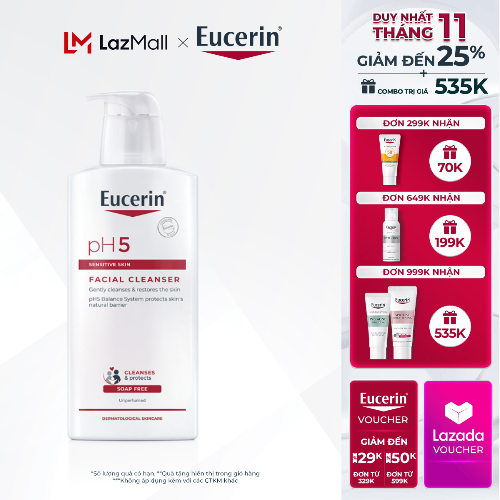 Sữa Rửa Mặt Cho Da Nhạy Cảm Eucerin PH5 Facial Cleanser 400ml