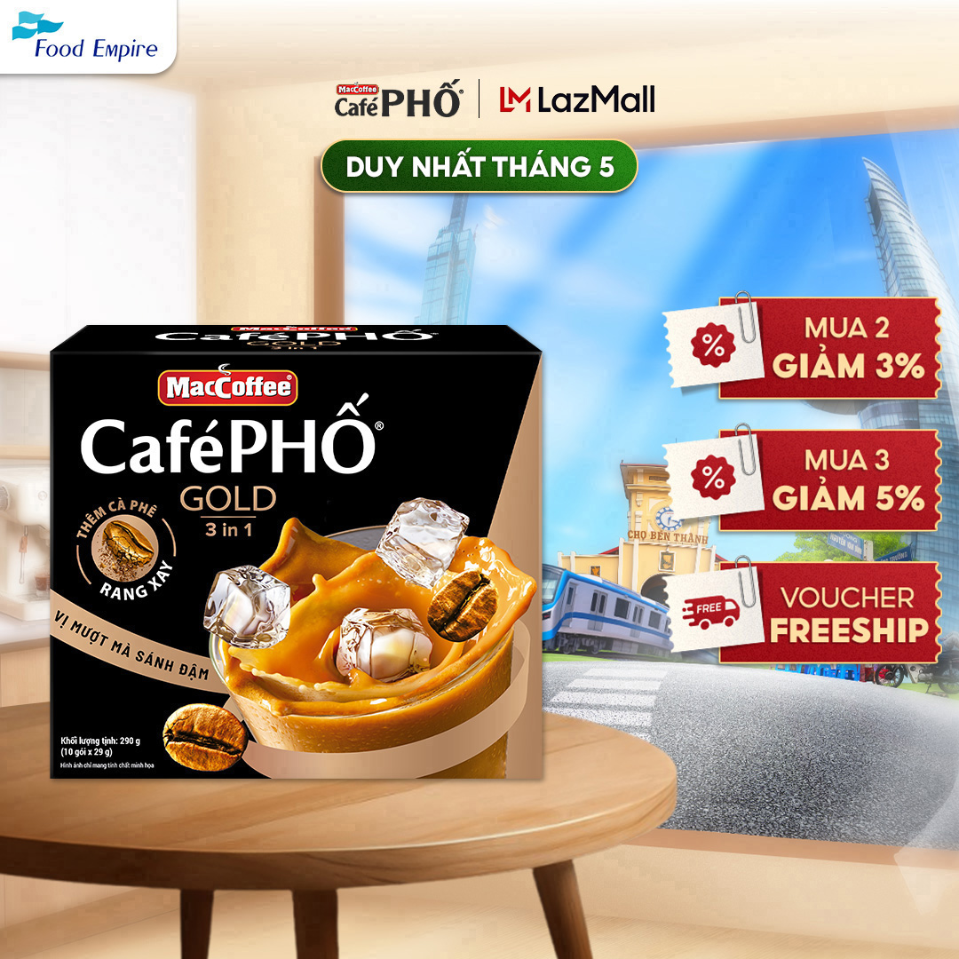 Hộp cà phê Phố sữa đá GOLD - MacCoffee (hộp 10 gói x 28g)