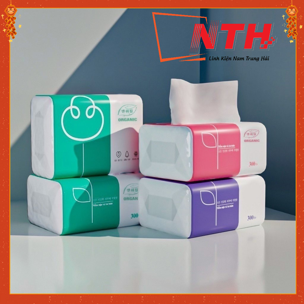 Túi 10 Gói Giấy Rút ORGANIC Đa Năng,Giấy Ăn Rút Gấu Trúc Top 1 Vì Gia Đình Tiện ích