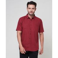 Peternation kemeja linen plus kerah basic pendek regular fit