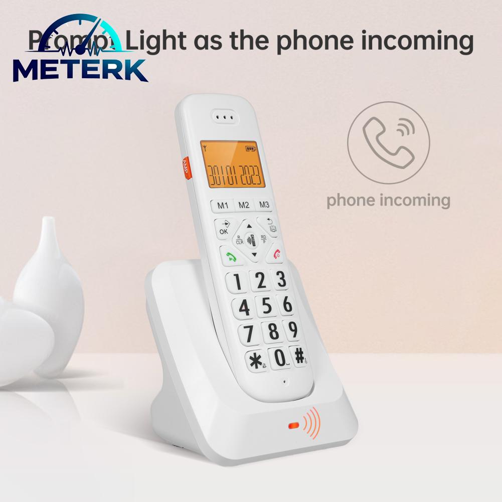 Meterk BISOFICE โทรศัพท์ไร้สายขยายได้พร้อมจอ LCD 1.8 นิ้ว รองรับการแสดงผล 3 บรรทัด การเชื่อมต่อโทรศัพท์มือถือ 5 เครื่อง ปุ่มลัด 13 ปุ่ม บล็อกการโทร โทรแบบแฮนด์ฟรี ฟังก์ชั่นปิดเสียงการโทรภายใน 16 ภาษาพร้อมปุ่มขนาดใหญ่ ราคา 1,008 บาท*ส่งฟรี