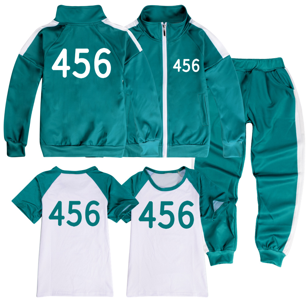 L91 Pg Squid Game 456 áo khoác quần Áo thun vải cosplay cho trẻ em đồ thể thao L