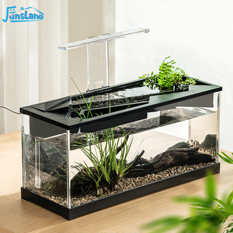FunsLane Betta Fish Tank, Aquarium Fish Tank Kit With Transparent Cover, Build-in Night Light, Ecological Cycle System, Circulating Heating Lighting Desktop Aquarium ราคา 997 บาท*ส่งฟรี