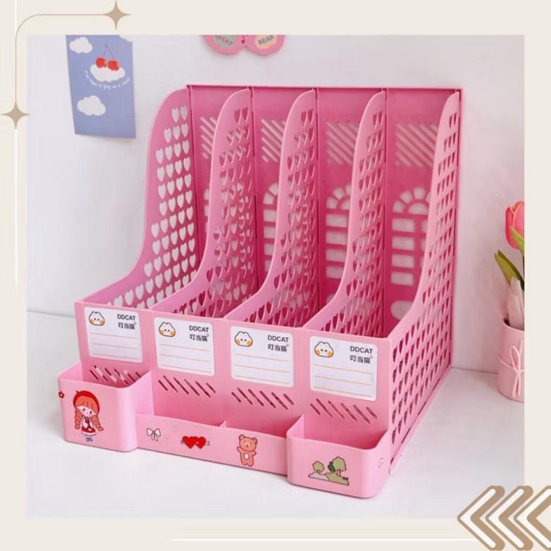 ￼Kệ Sách 4 Ngăn 2 Tầng Màu Trơn Để Bán HọcĐựng Đồ Trang Trí Decor Bàn Học - Giá Khay Kệ Đựng Եài Liệu Văn Phòng Đựng Bút