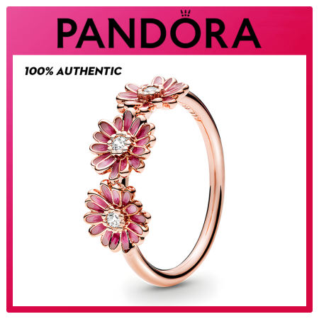 Pandora Pink Daisy Trio Ring - 14k Rose Gold-Plated