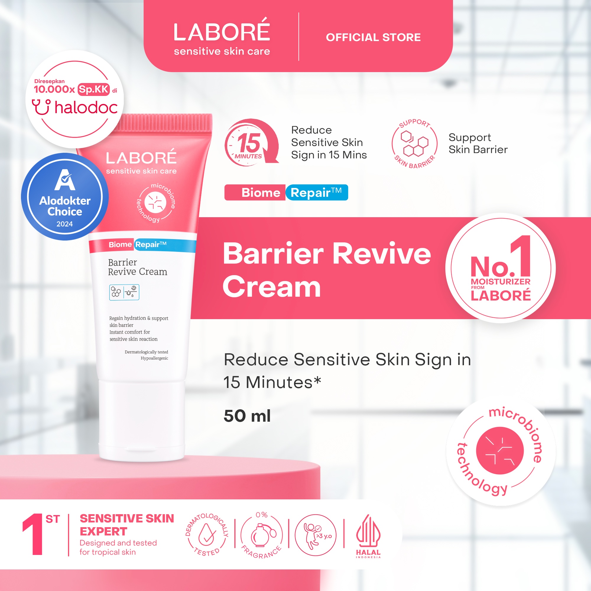 [Special price] labore biomerepair barrier revive cream full size 50ml-moisturizer and moisturizer face sensitive skin Harga 199,500 rupiah*Gratis Ongkir