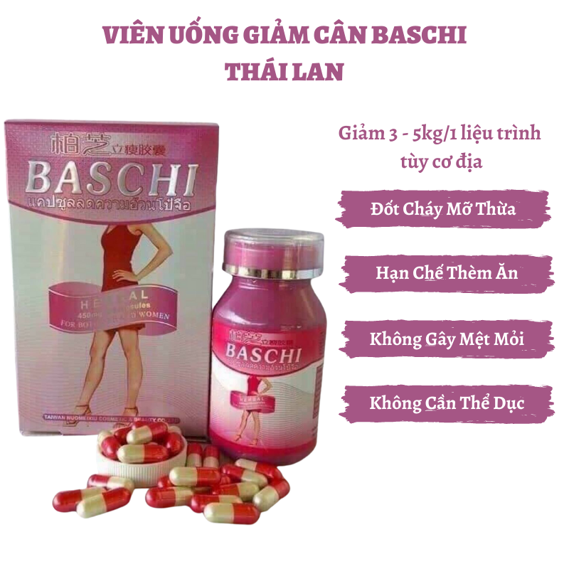 Viên Uống Giảm Cân Baschi Hồng Thái LanChính Hãng, Không Gây Mệt Mỏi