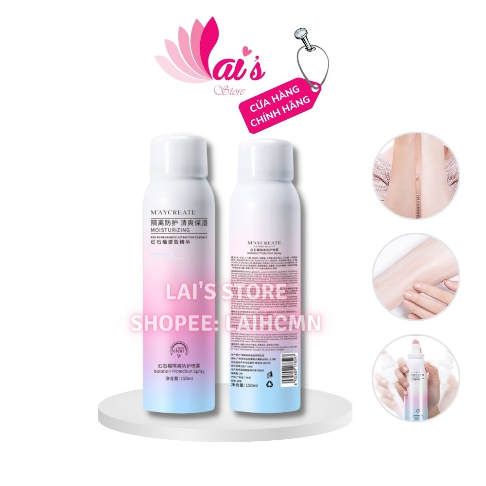 Xịt chống nắng trắng da maycreate moisturizing spray - lai's store